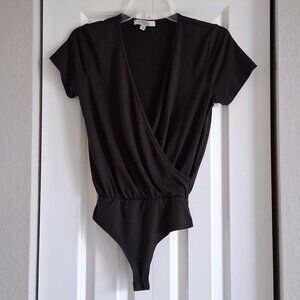 GAZE Black Short Sleeve Bodysuit Women's Size XS